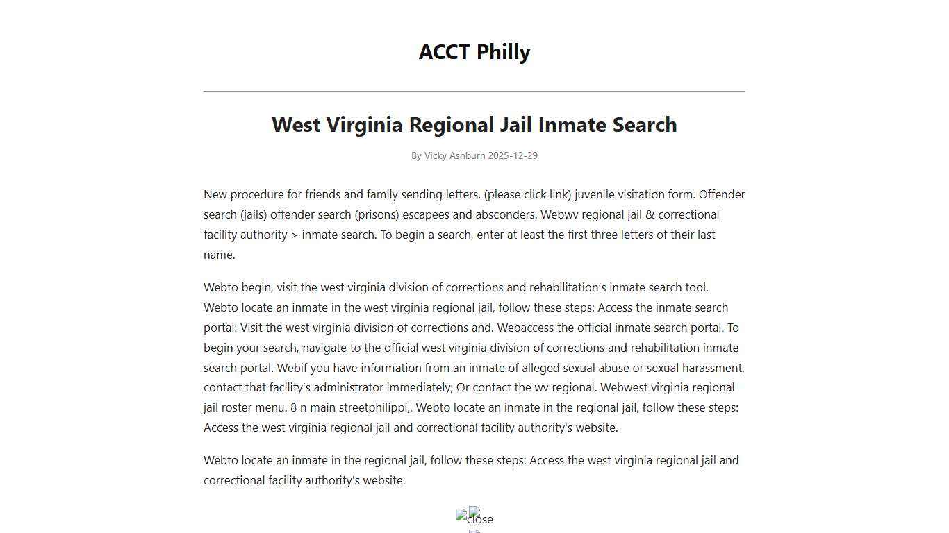 West Virginia Regional Jail Inmate Search - ACCT Philly
